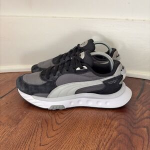 Puma Wild Rider Rollin' Lace Up Sneakers Shoes Youth Boys 6.5  Black Grey 382028